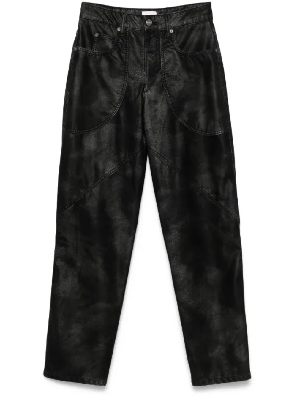 Isabel Marant Black Faux-Leather Relaxed Trousers